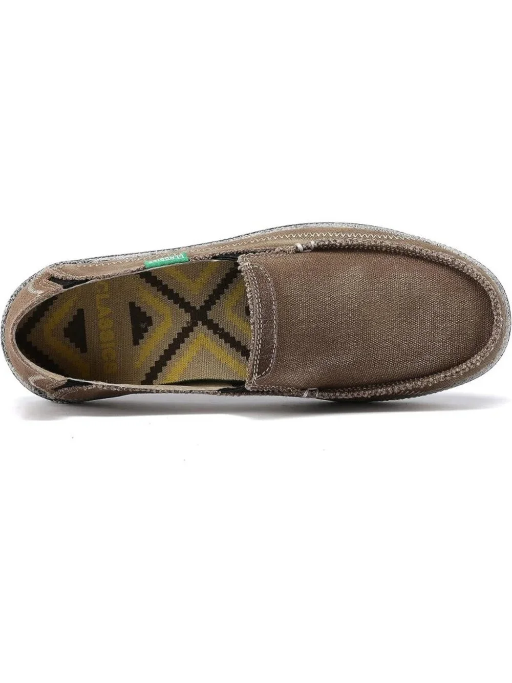 VILOCY Men's Brown Rubber Canvas Slip On Loafers Drop Vintage Flat Casual Shoes
